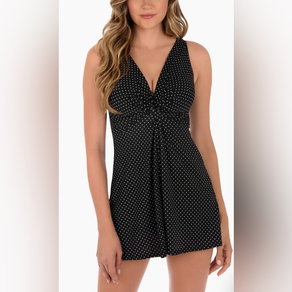 Miraclesuit Marais Swim Dress In Pin Point Black And White New Size 10 New